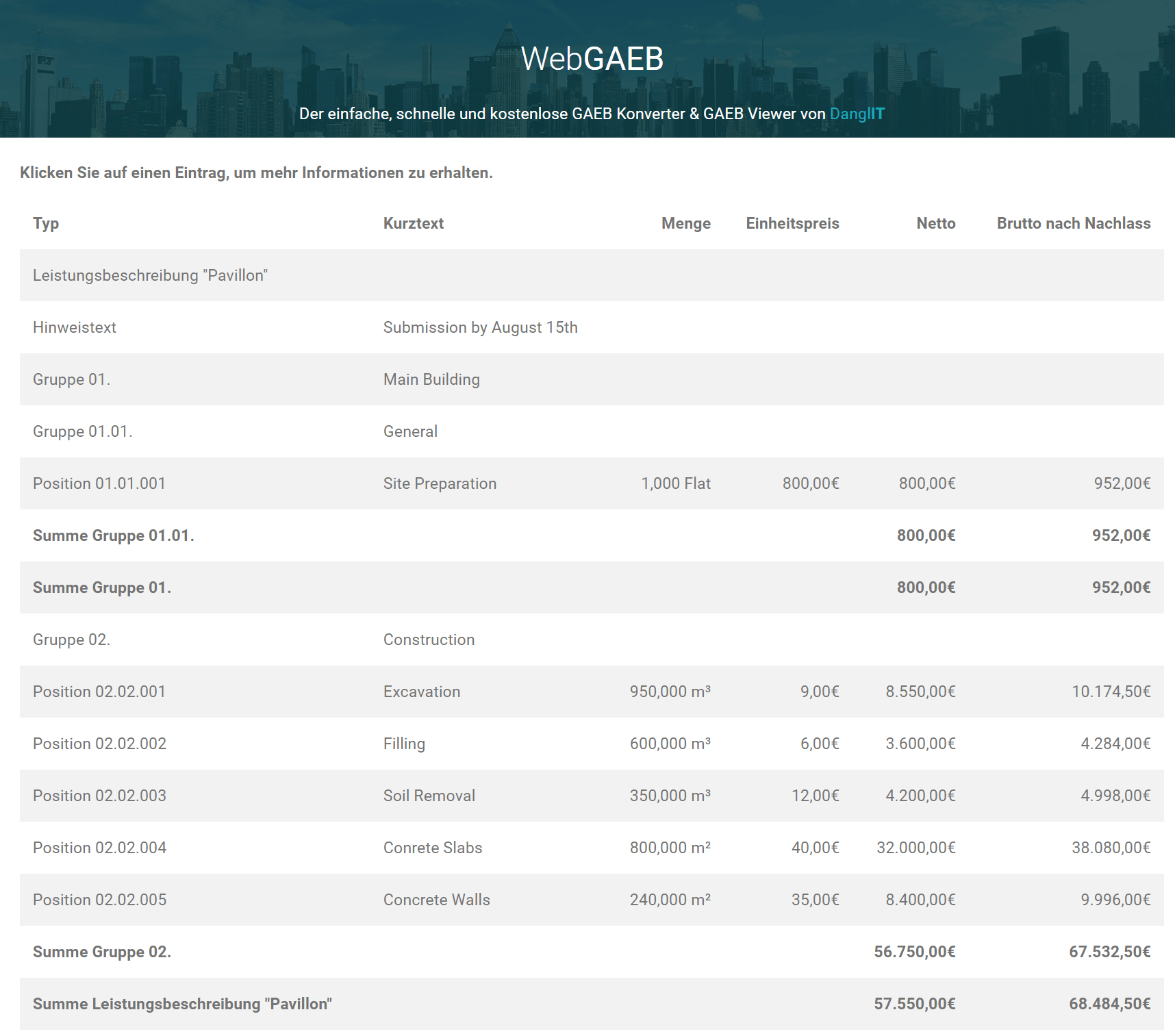 GAEB Service Specification